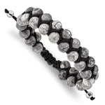 Load image into Gallery viewer, Black Macrame with Grey Map Stone Beads Adjustable BraceletSRB2707