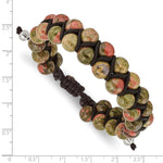 Load image into Gallery viewer, Black Macrame with Green/Red Agate Beads Adjustable BraceletSRB2708