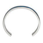 Load image into Gallery viewer, Stainless Steel Polished Blue Leather Inlay 8mm Cuff BangleSRB2751