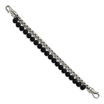 Load image into Gallery viewer, Stainless Steel Polished Box Chain & Lava Stone 2 Stand 8.5in BraceletSRB2770-8.5