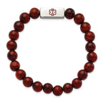 Load image into Gallery viewer, Stainless Steel Polished with Enamel Medical ID Padauk Wood BraceletSRB2809