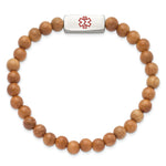 Load image into Gallery viewer, Stainless Steel Polished w/Enl Medical ID Taxus Chinensis Wood BraceletSRB2810