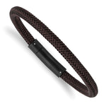 Load image into Gallery viewer, Stainless Steel Brushed and Polished Black/Brown Wire 8.25in BraceletSRB2813-8.25