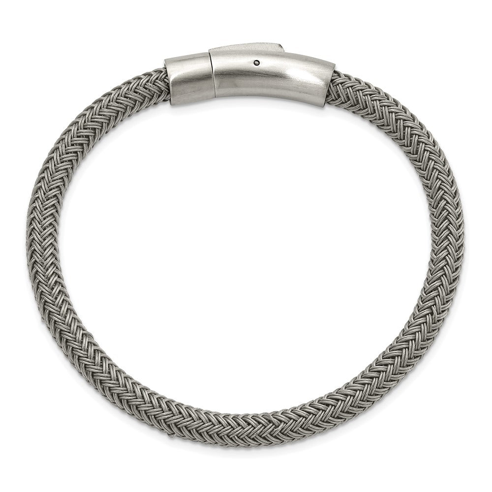 Stainless Steel Brushed and Polished Wire 8.25in BraceletSRB2814-8.25