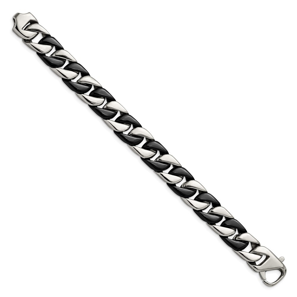Stainless Steel Polished Black IP-plated 8.75in BraceletSRB2834-8.75