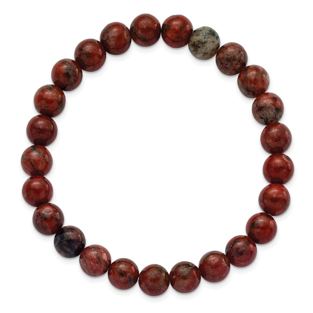 Sesame Red Agate Beaded Stretch BraceletSRB2851
