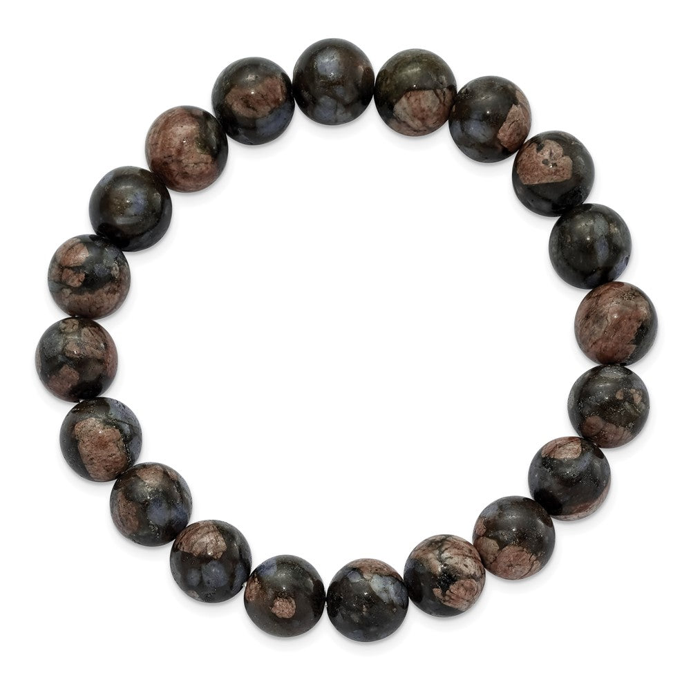Black and Brown Agate Beaded Stretch BraceletSRB2867