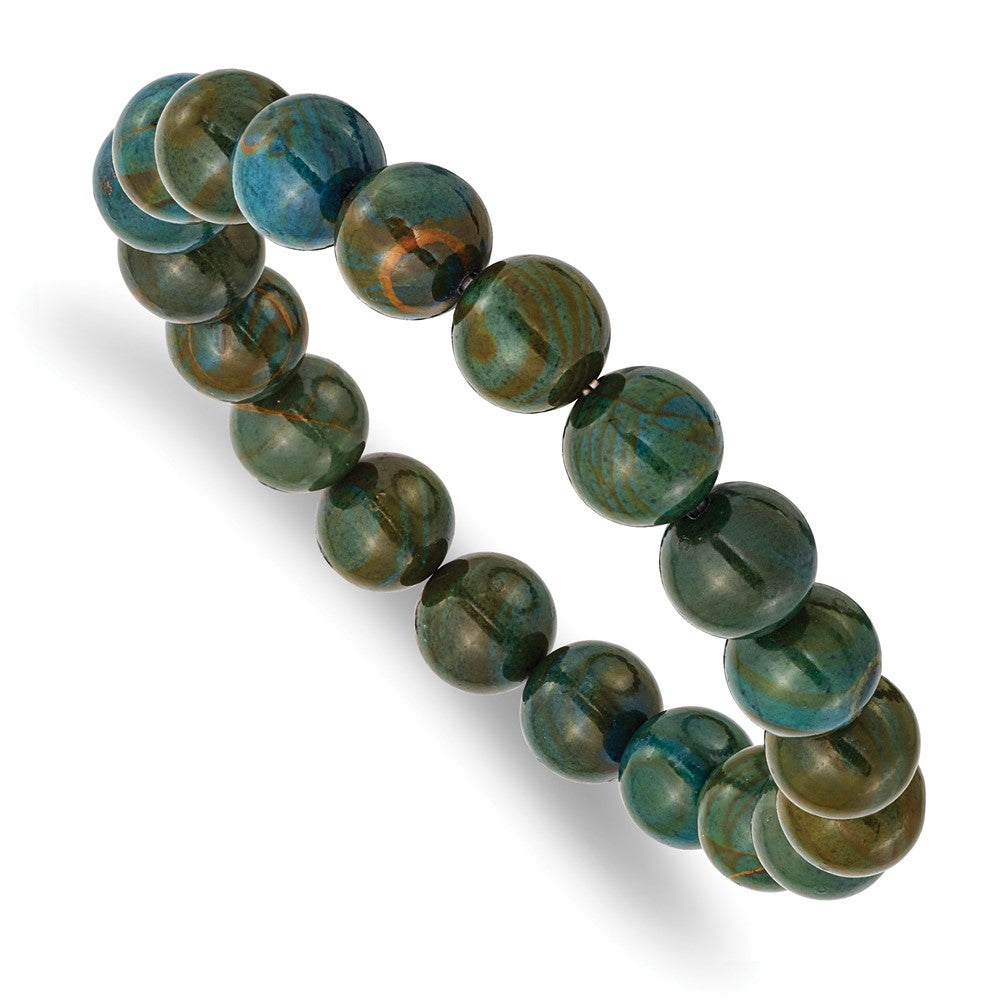 Green Eye Agate Beaded Stretch BraceletSRB2870