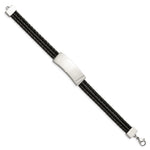 Load image into Gallery viewer, Stainless Steel Polished Black Leather Multi Strand 8in ID BraceletSRB2895-8