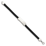 Load image into Gallery viewer, Stainless Steel Polished Black Leather 2 Strand 7in ID BraceletSRB2896-7