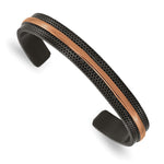 Load image into Gallery viewer, Stainless Steel Polished and Textured Black/Brown IP-plated 10mm BangleSRB2909