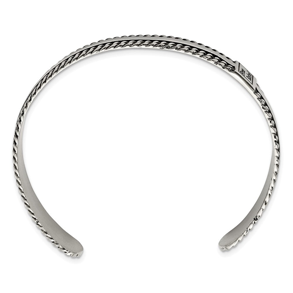 Stainless Steel Antiqued and Polished 10mm Cuff BangleSRB2923