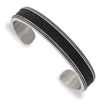 Load image into Gallery viewer, Stainless Steel Antiqued & Polished w/Textured Leather Inlay 12mm BangleSRB2933