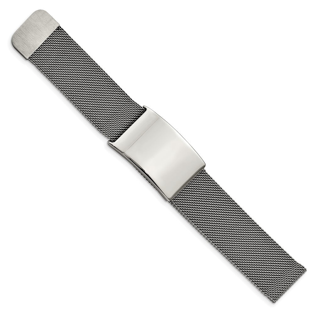 Stainless Steel Polished Mesh Adjustable ID BraceletSRB2937