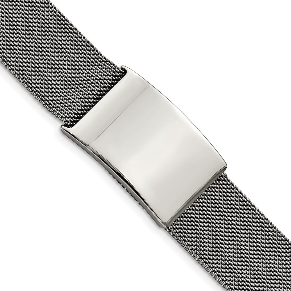 Stainless Steel Polished Mesh Adjustable ID BraceletSRB2937