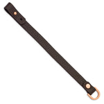Load image into Gallery viewer, Stainless Steel Polished Rose IP Brown Leather Adjustable 8.5in-9in BraceleSRB2943