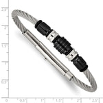 Load image into Gallery viewer, Stainless Steel Brushed & Polished Black IP & Rubber Adj.8 to 8.75in BracelSRB2944