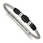 Load image into Gallery viewer, Stainless Steel Brushed & Polished Black IP & Rubber Adj.8 to 8.75in BracelSRB2944