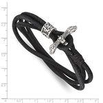Load image into Gallery viewer, Stainless Steel Antiqued & Polished Snake Suede 16.5in Wrap BraceletSRB2945