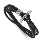 Load image into Gallery viewer, Stainless Steel Antiqued & Polished Snake Suede 16.5in Wrap BraceletSRB2945