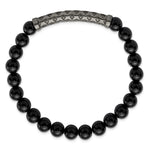Load image into Gallery viewer, Stainless Steel Antiqued White Bronze-plated Agate Stretch BraceletSRB2948