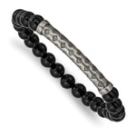 Load image into Gallery viewer, Stainless Steel Antiqued White Bronze-plated Agate Stretch BraceletSRB2948