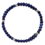Load image into Gallery viewer, Stainless Steel Brushed Antique Bronze-plated Lapis Stretch BraceletSRB2952