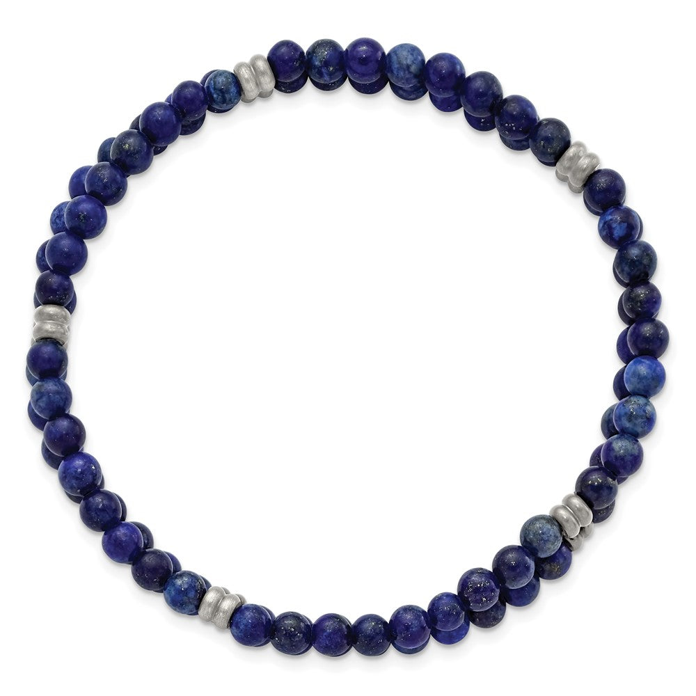 Stainless Steel Brushed Antique Bronze-plated Lapis Stretch BraceletSRB2952