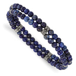 Load image into Gallery viewer, Stainless Steel Brushed Antique Bronze-plated Lapis Stretch BraceletSRB2952