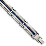Load image into Gallery viewer, Stainless Steel Polished Blue IP-plated 8.5in Link BraceletSRB2953-8.5