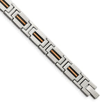 Load image into Gallery viewer, Stainless Steel Polished Black and Rose IP-plated 8.5in Link BraceletSRB2957-8.5