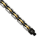 Load image into Gallery viewer, Stainless Steel Brushed and Polished Black and Yellow IP 8.25in BraceletSRB2961-8.25