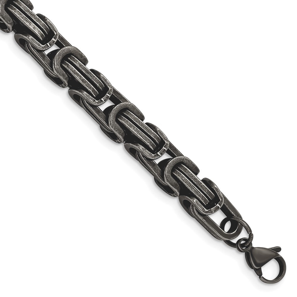Stainless Steel Antiqued White Bronze Plated 8.5mm 8.5in BraceletSRB2963-8.5