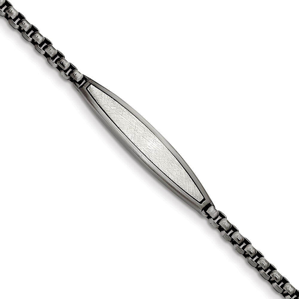 Stainless Steel Antiqued White Bronze Plated Scratch Finish  8.5in BraceletSRB2964-8.5