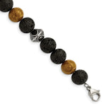 Load image into Gallery viewer, Stainless Steel Antiqued 9.5-10mm Lava/Red Wood Stone w/1in ext BraceletSRB2972-7.25