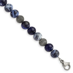 Load image into Gallery viewer, Stainless Steel Antiqued & Polished Sodalite 7.5in w/1in ext BraceletSRB2973-7.5