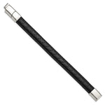 Load image into Gallery viewer, Stainless Steel Polished Black Leather w/.5in ext 7.75in BraceletSRB2977-7.75