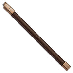 Load image into Gallery viewer, Stainless Steel Polished Rose IP Brown Leather w/.5in ext 7.75in BraceletSRB2979-7.75