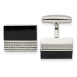 Load image into Gallery viewer, Stainless Steel Black Agate & Textured CufflinksSRC225