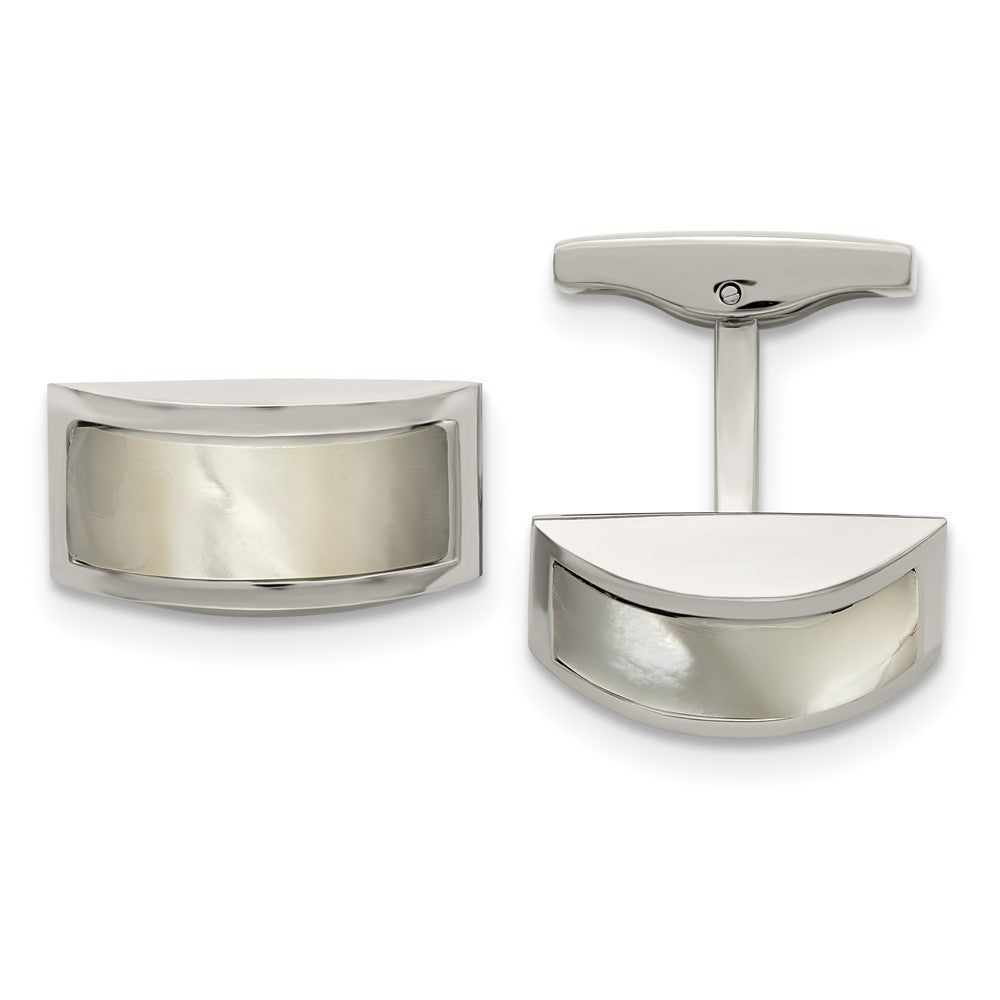 Stainless Steel Polished Cat's Eye CufflinksSRC259