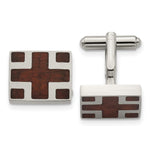 Load image into Gallery viewer, Stainless Steel Polished Wood Inlay CufflinksSRC266
