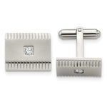 Load image into Gallery viewer, Stainless Steel Polished and Brushed CZ CufflinksSRC269