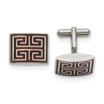 Load image into Gallery viewer, Stainless Steel Polished Wood Inlay CufflinksSRC278