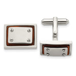 Load image into Gallery viewer, Stainless Steel Polished Wood Inlay CufflinksSRC279