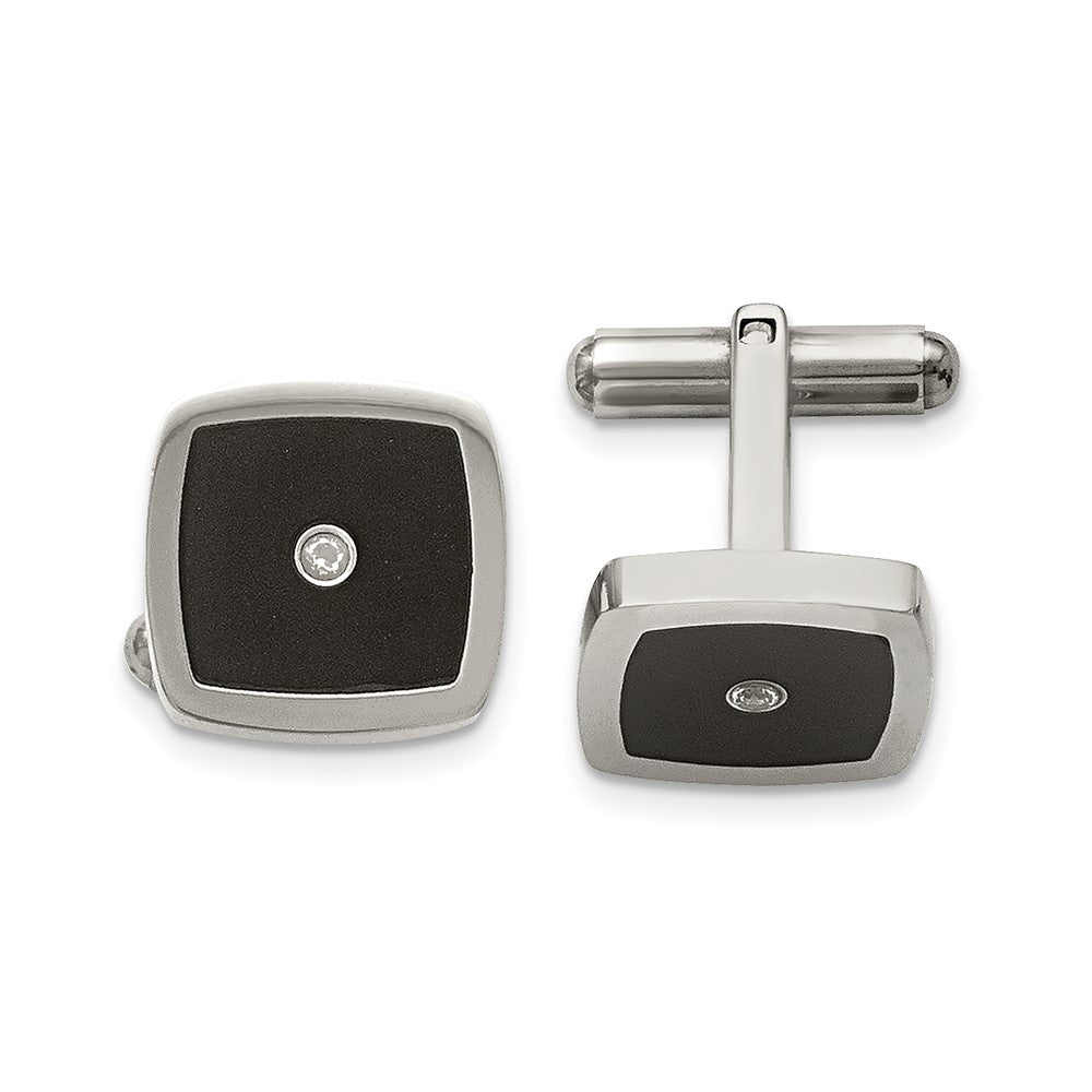 Stainless Steel Polished Enameled CZ CufflinksSRC284
