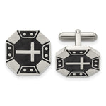 Load image into Gallery viewer, Stainless Steel Matte Black IP-plated Cross CufflinksSRC287