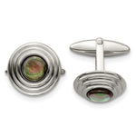 Load image into Gallery viewer, Stainless Steel Polished Black Mother of Pearl CufflinksSRC295