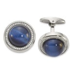 Load image into Gallery viewer, Stainless Steel Polished with CZ and Onyx Circle CufflinksSRC298
