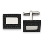 Load image into Gallery viewer, Stainless Steel Polished and Brushed Solid Carbon Fiber CufflinksSRC304