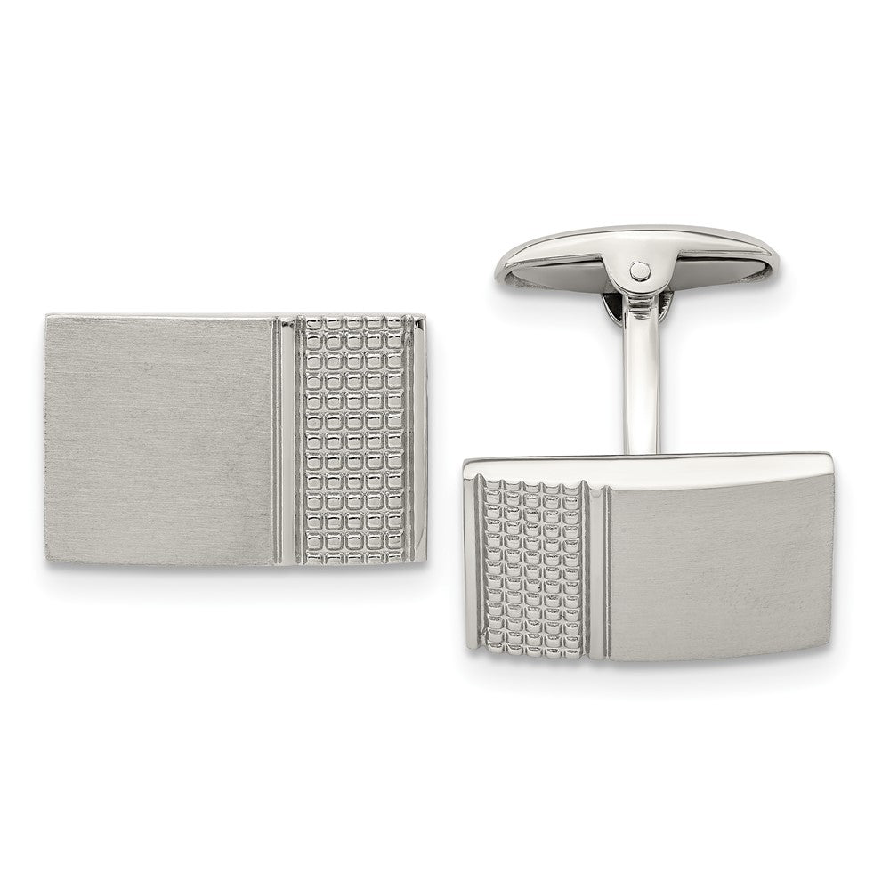Stainless Steel Brushed/Polished Textured CufflinksSRC306